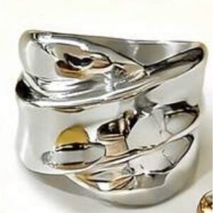 Polished Sculptural Silver Band Ring - Modern Women's Jewelry
